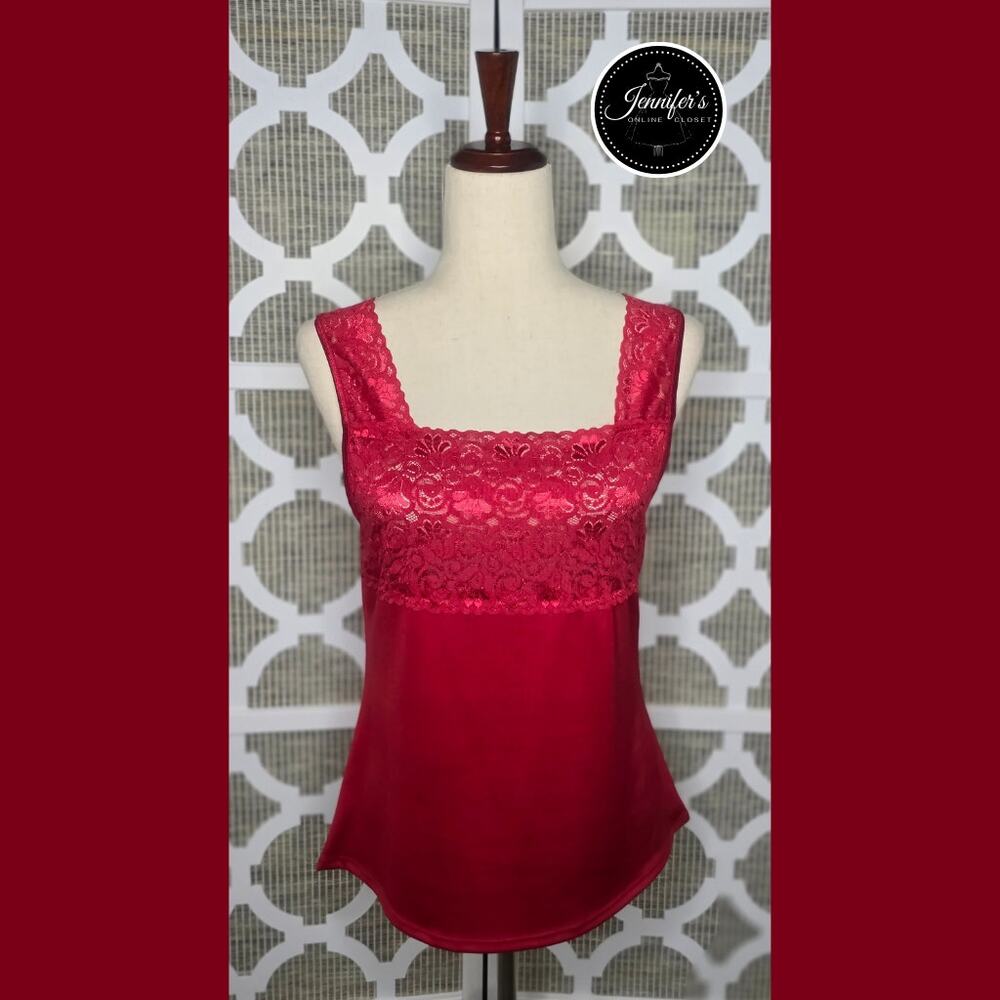 Cinema Etoile Vintage Red Lace Camisole Tank Top Size Large